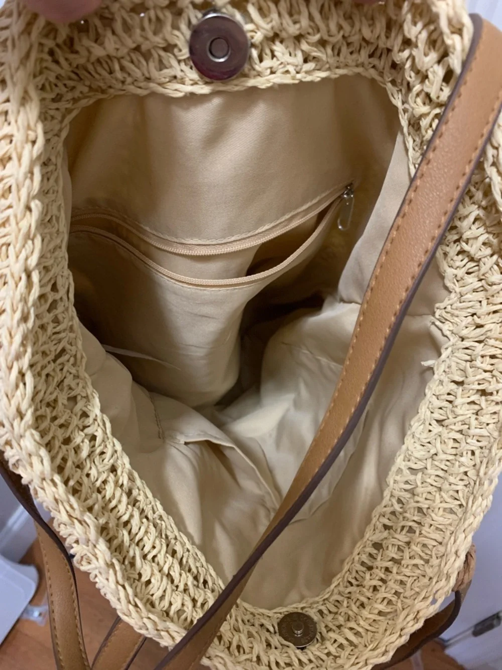 Straw Beach Hobo Bag - Beige, White, and Cream